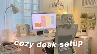desk makeover ☻︎ cozy pastel setup, RK84 unboxing, cable mgt, organizing tips 2023 (ft. Govee)