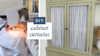 DIY Home Office – Making curtains for built-in cabinets (using sheets!)