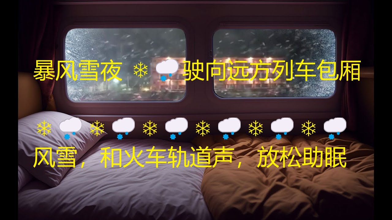 暴风雪夜,在驶向远方的列车包厢,风雪,和火车轨道声,放松助眠 - YouTube