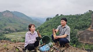 Thanh and Yen Chi look for newly sprouted wild bamboo shoots