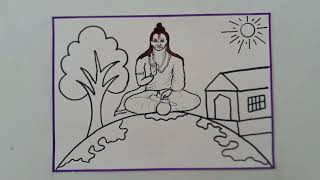 How to Draw Guru Purnima Poster//Happy Guru Purnima Poster Drawing//Guru Purnima Wishes Card Drawing screenshot 2