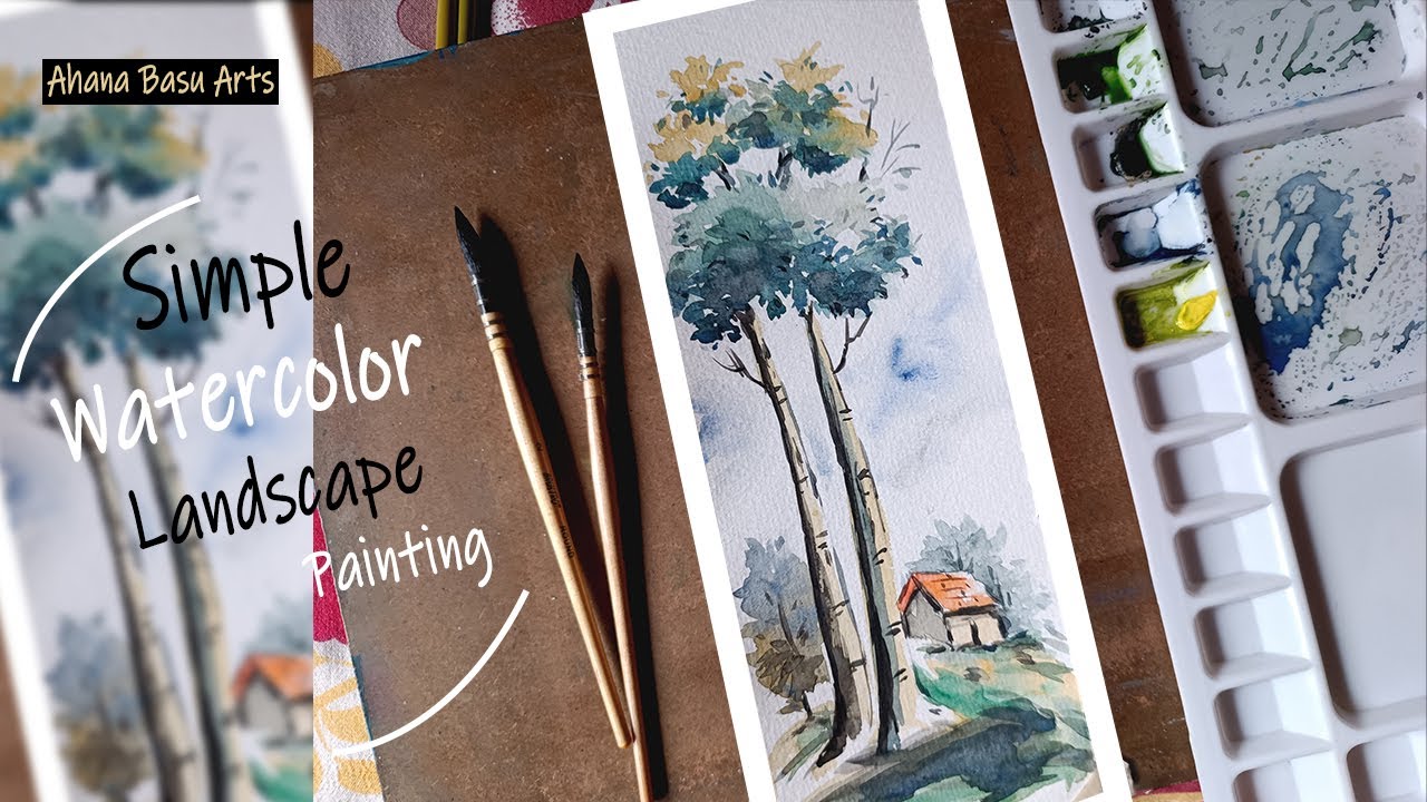Simple Watercolour Landscape Painting | For Beginners | Ahana Basu Arts ...