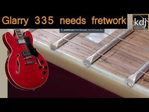 This Glarry 335 Semi Hollow Needs Fret Repair Work
