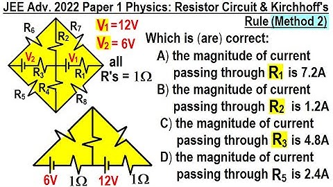 JEE Advanced Physics 2022 Paper 1: #10 Resistor Circuit and Kirchhoff
