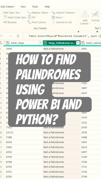 Microsoft Power BI | How to find Palindromes? | Python Programming ... image.