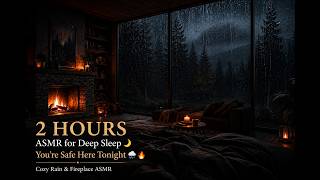 【3 Minutes to Sleep ASMR】You’re Safe Here Tonight 🌧️🔥 | Cozy Rain & Fireplace ASMR