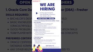 Freshers Hiring Alert 🚀 Oracle DBA &amp; SQL DBA Jobs 2026