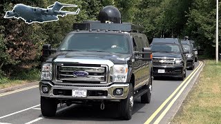 Security vehicles arrive ahead of Biden&#39;s visit to London 🇺🇸 🇬🇧