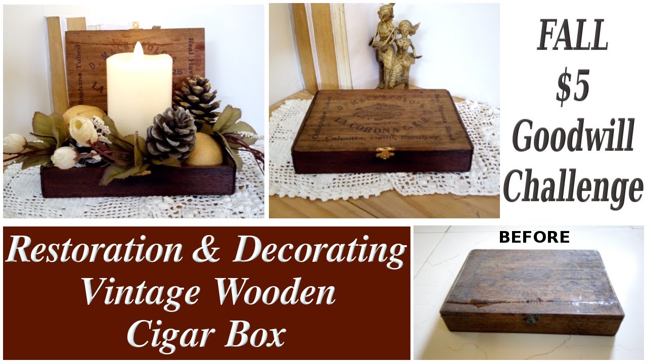 Restoration, Repair & Decorate Vintage Wooden Cigar Box $5 Goodwill Challenge / MomDas Life Handmade