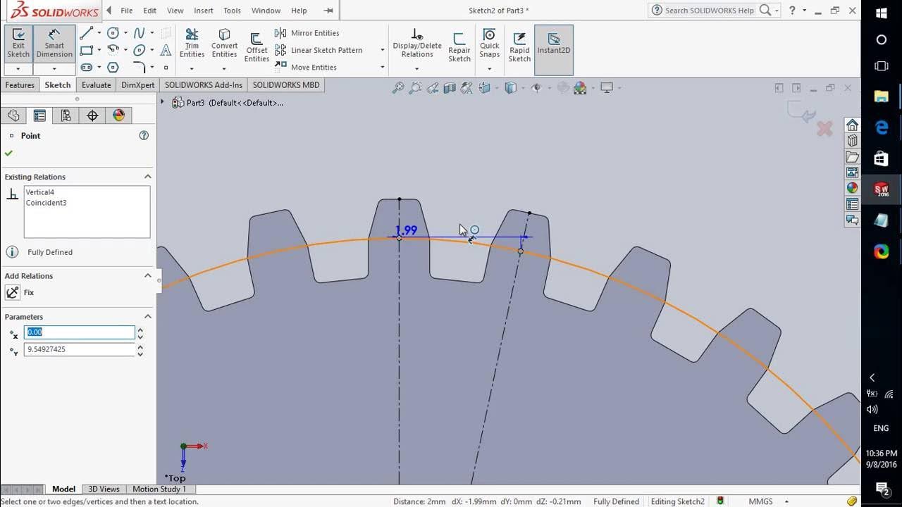 Solidworks tutorial Spur gear design YouTube