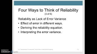 Psychometrics - Reliability (Furr Ch 5, video3)