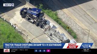 Overturned semi-truck shuts down I-79 ramp in Allegheny County