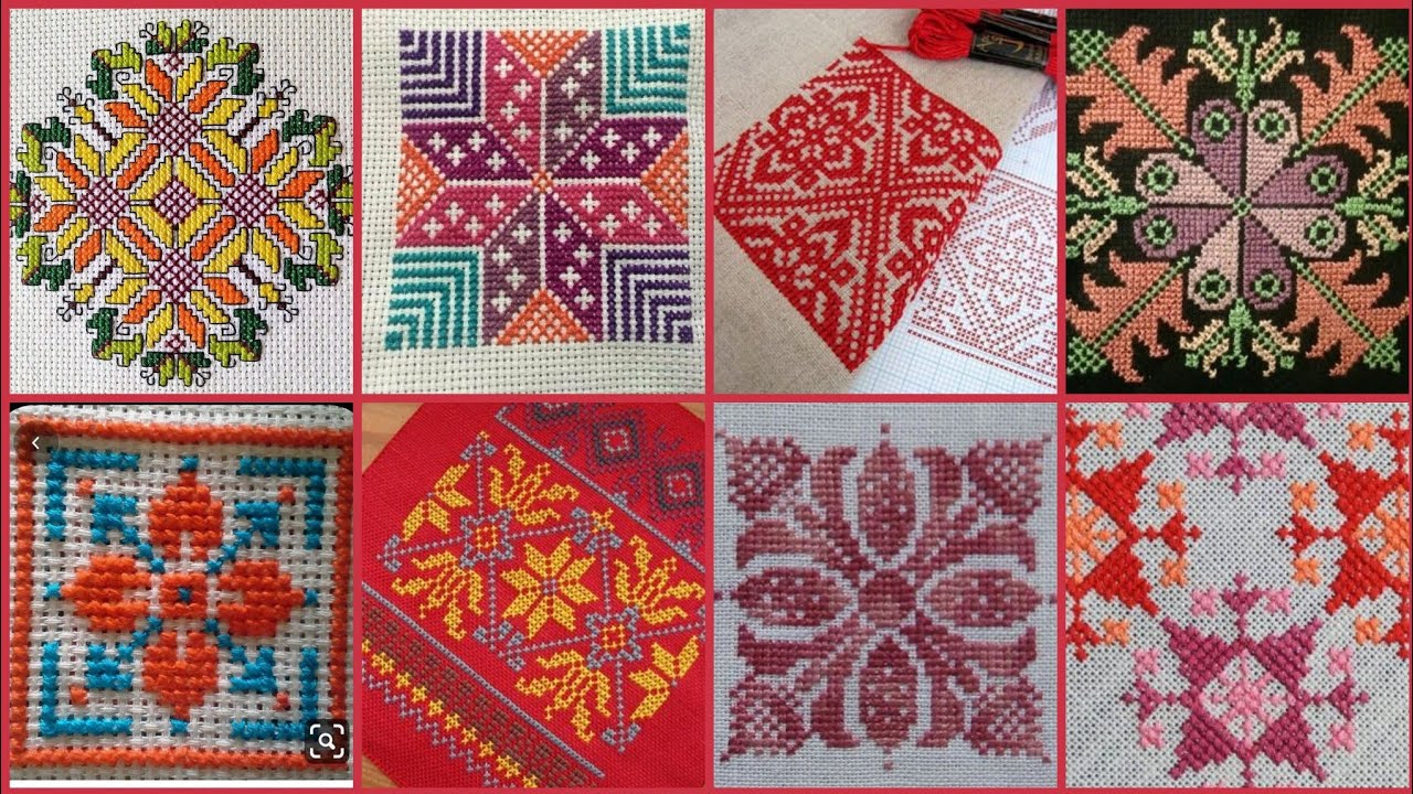Beautiful Cross Stitch patterns For Cushion covers || Char Suti kerhai k Designs
