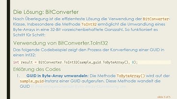 Die „Beste Methode“, um einen Int32 aus den ersten vier Bytes einer GUID zu extrahieren