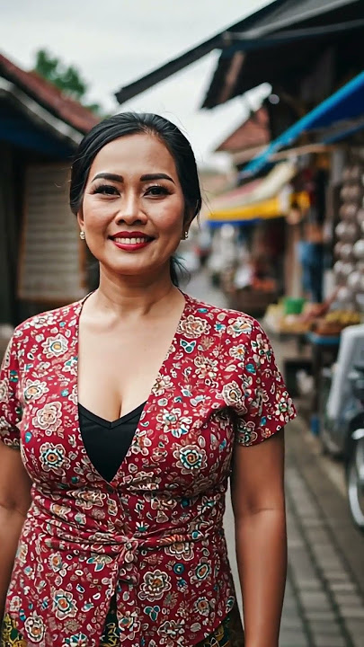 Beautiful 40-year-old Indonesian woman at a traditional market