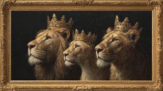 Royal Lion Family Old Money Tv Art | Lion Family Painting | Gold Frame TV Art Screensaver screenshot 5