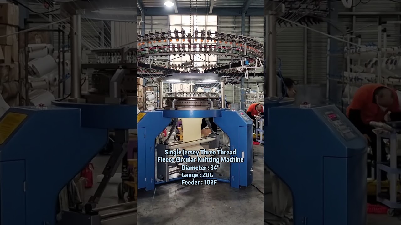 Three thread fleece single jersey circular knitting machine