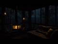 Rainy Night In A Cabin With Warm Fireplace Calm And Peaceful Ambience For Sleep 