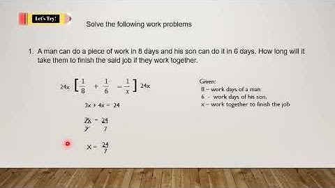 WORK PROBLEMS INVOLVING RATIONAL  EXPRESSIONS