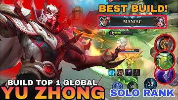 YU ZHONG BEST BUILD 2024  |  SOLO RANK YU ZHONG GAMEPLAY | MOBILE LEGENDS