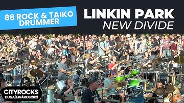 New Divide (LINKIN PARK) play 80 rock and 8 taiko drums /The biggest rock flashmob in Central Europe