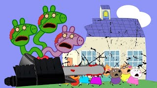 PEPPA PIG TURNED INTO A GIANT 3 HEAD ZOMBIE | Peppa Pig Funny Animation