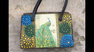 #52 decoupage of leather purse (textile bag) - recycling old bags DIY ideas