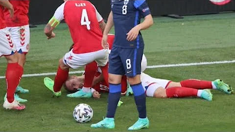 Erikson collapses on the pitch |Denmark vs Finland...