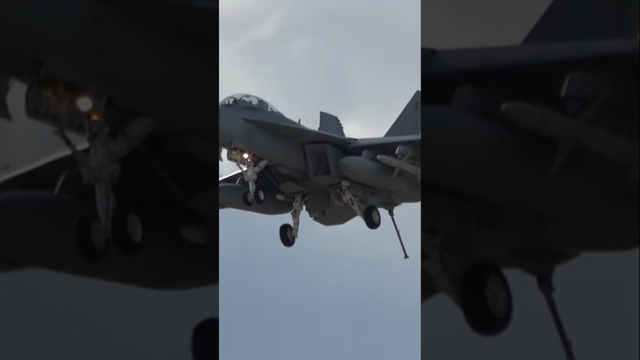 Landed with a thud! Armed Growler's heavyweight landing scene