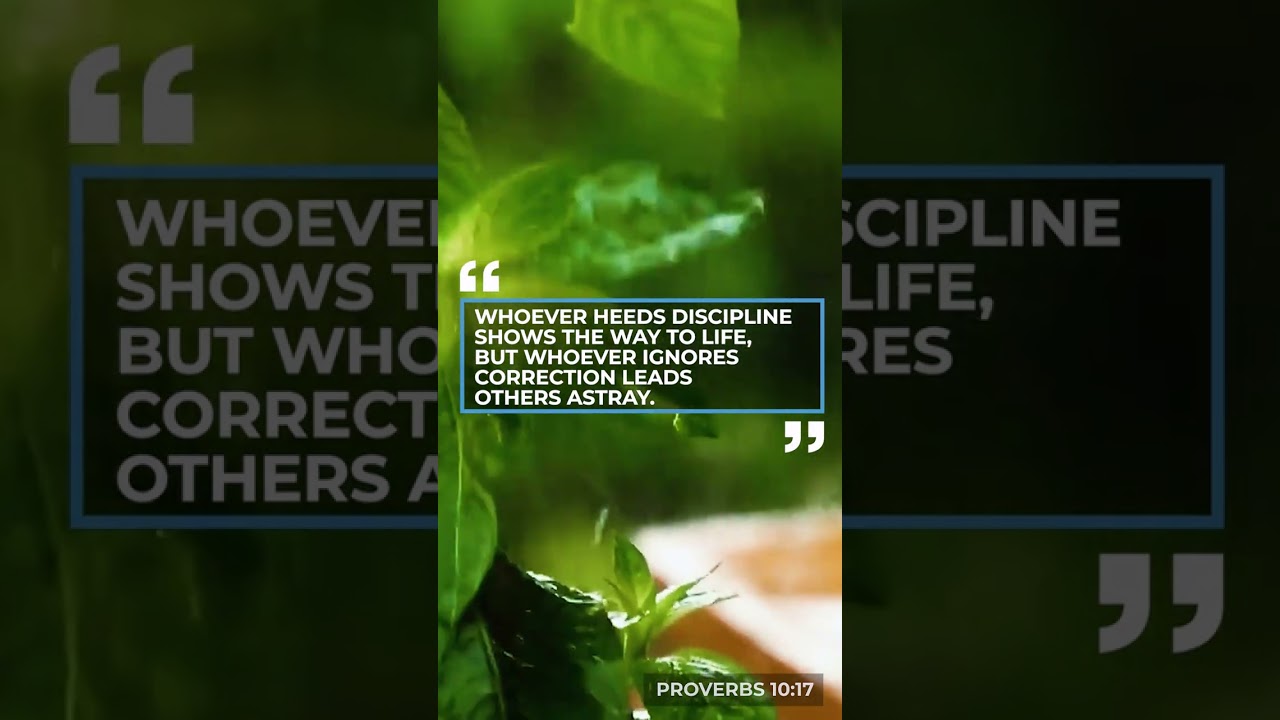 "Whoever heeds instruction is on the path to life."  