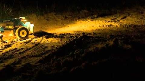 1:14 Scale Model of AWD Motor Grader in Sand Pit - Night Shift