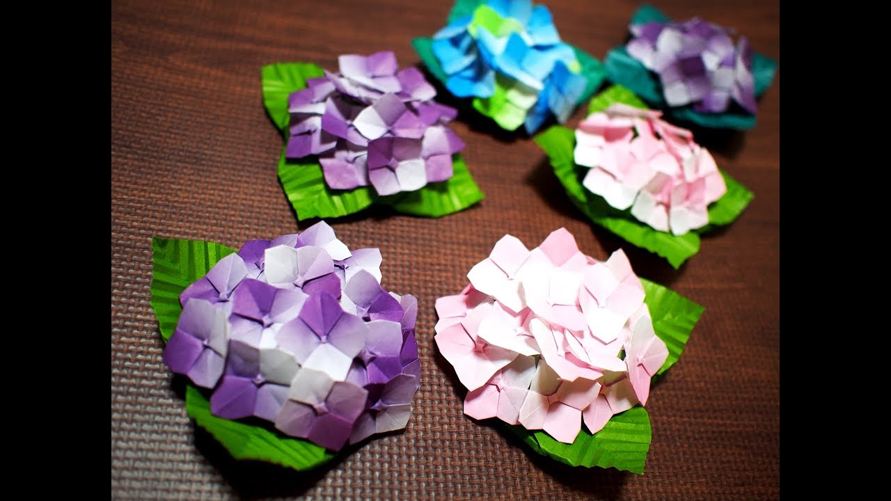 おりがみ 立体 こんもりと咲くアジサイ 紫陽花 の作り方 知恵の小袋