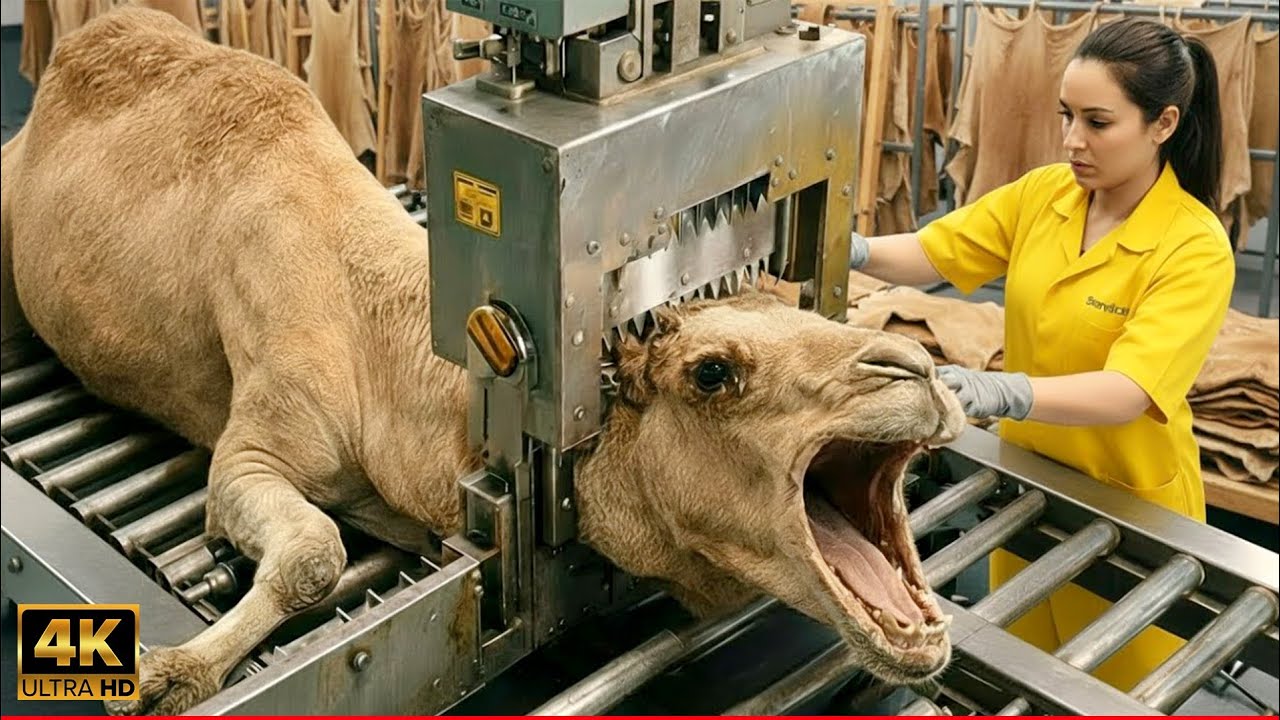 Inside Camel Slaughter Factory: Full Camel Skin Processing to Luxury Goods(Full Process)