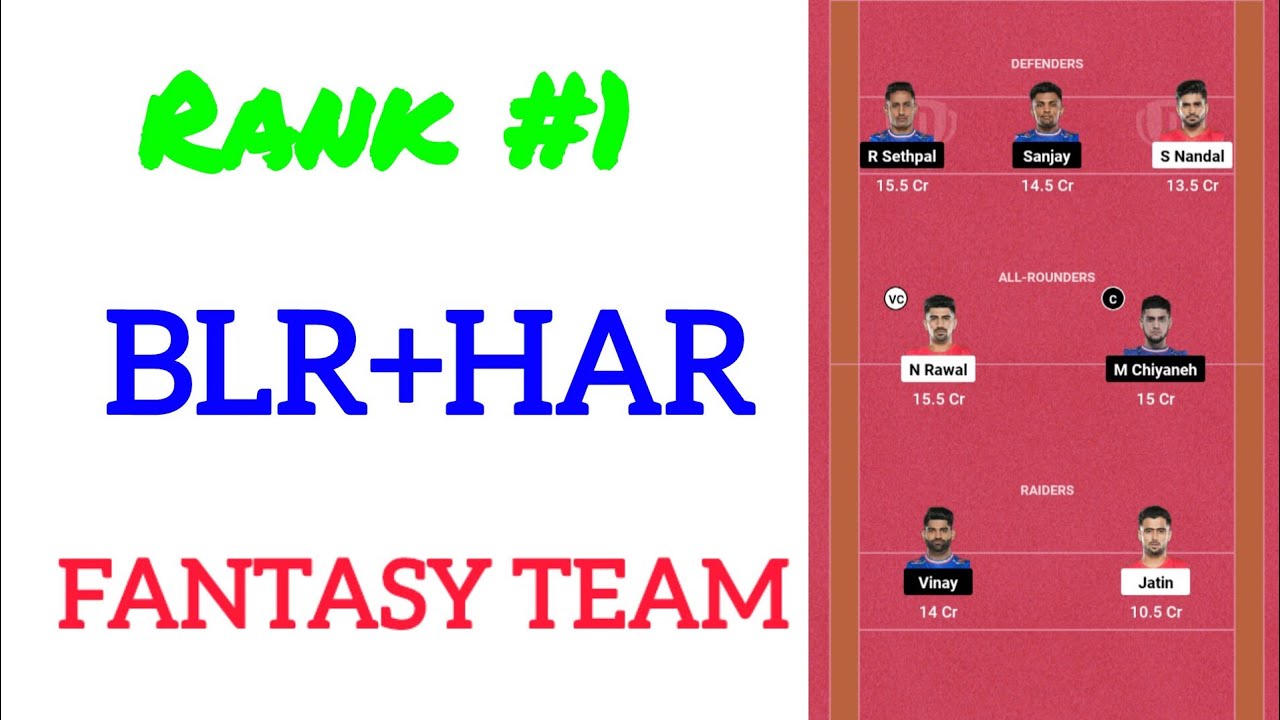 BLR VS HAR DREAM11 TEAM || BLR VS HAR FANTASY TEAM
