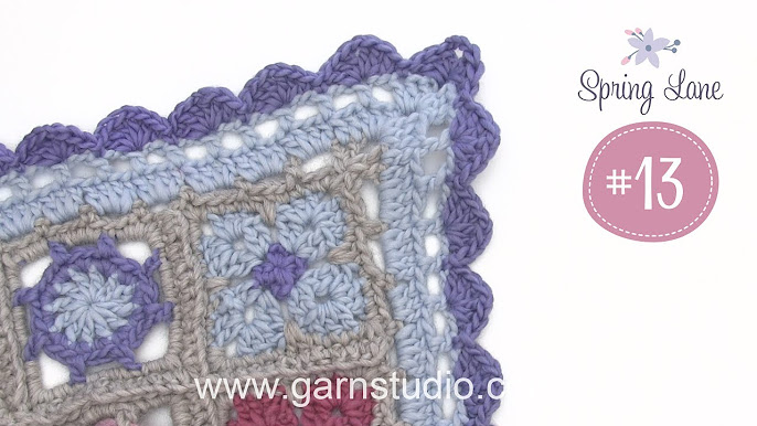 How to crochet round 10-12 in the 9th clue to the DROPS Mystery blanket  Spring Lane 