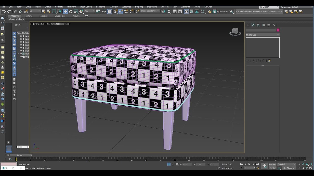 3Ds Max Basics: 09 Unwrap UVW - Ottoman - YouTube