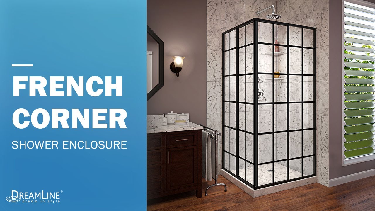 DreamLine French Corner Black Shower Enclosure Sliding Opening YouTube