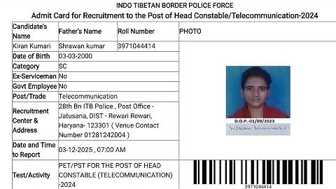 ITBP CONSTABLE TELECOM ADMIT CARD DOWNLOAD 2025 // ITBP HEAD CONSTABLE TELECOM ADMIT CARD DOWNLOAD 