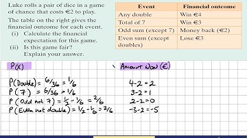 Probability 2 e.g. 2.2 Probability distributions - expected value
