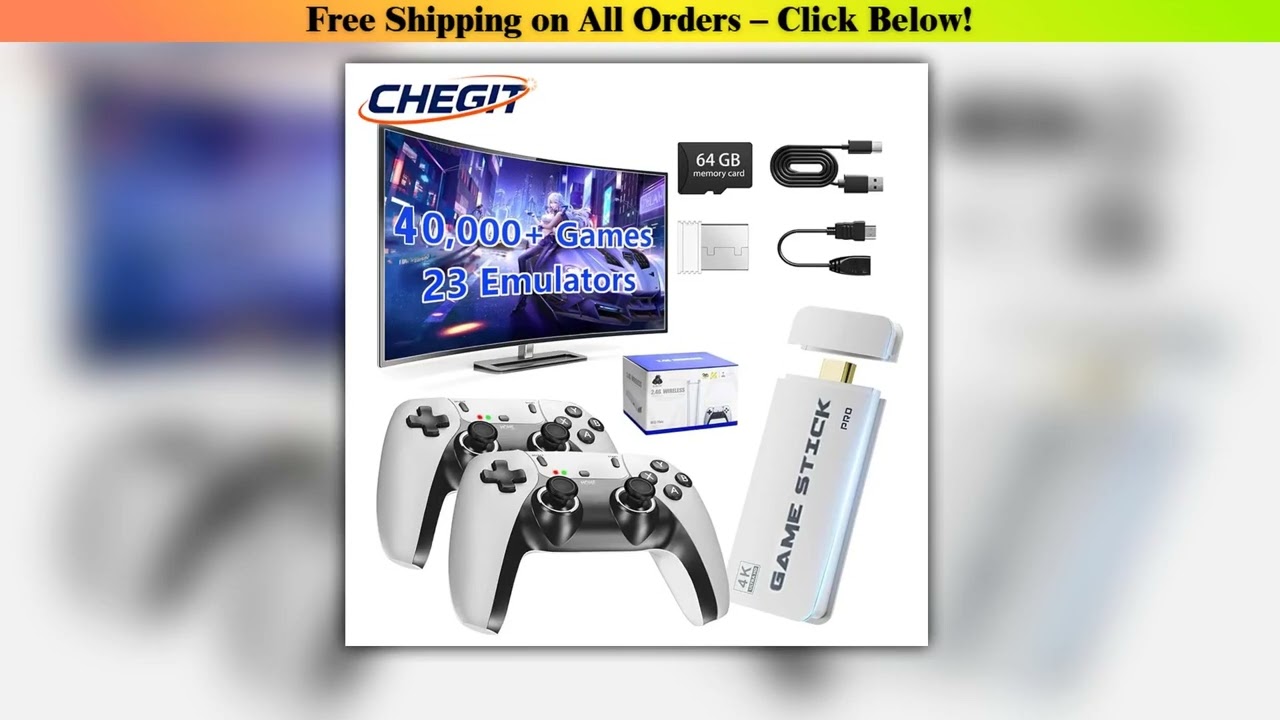 4K TV Game Stick M15 Builtin 340000 Retro Games 64GB Console with Wireless Gamepads Supports 23 Sim