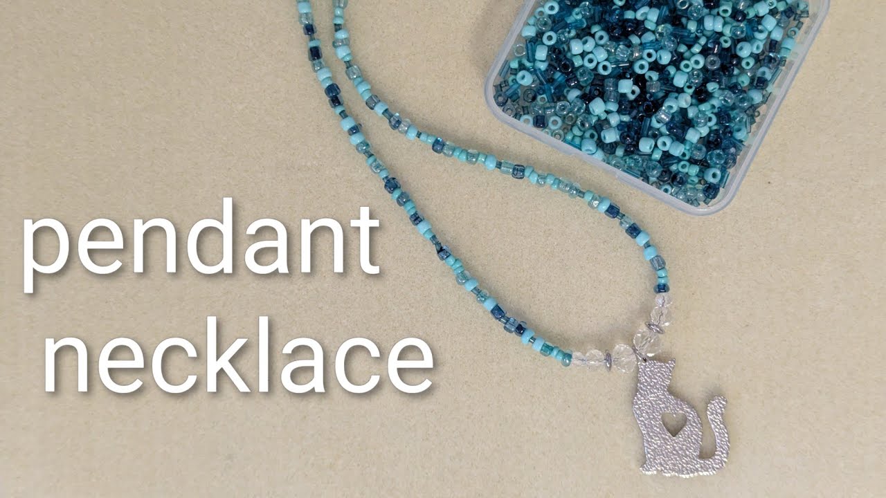 Making A Blue Pendant Necklace #jewelrytutorial  #necklace #beads #pendant #jewelry #diynecklace 