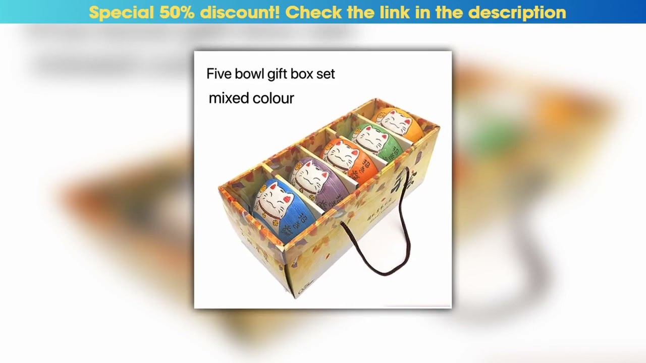 Unboxing 4.5-inch Japanese-style Cartoon Colorful Lucky Cat Ceramic Bowl 5 Into Gift Boxed Kitchen•