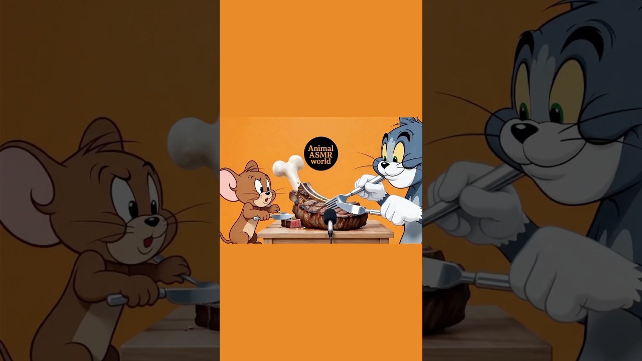 Tom & Jerry Eat Steak 🥩 | Funny ASMR Video