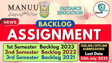 MANUU Assignment Backlog | Batch 2023, 2022, 2021 | MANUU Assignment Submissions Notice