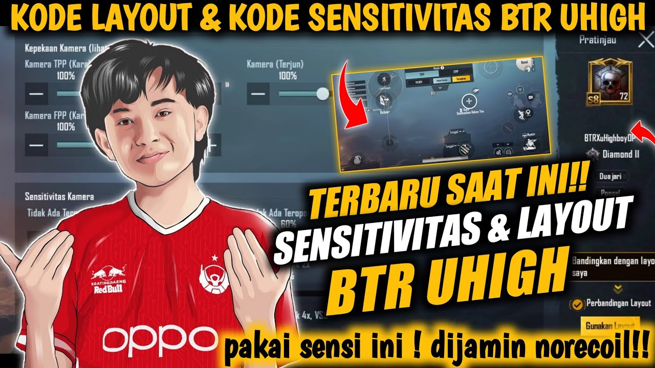 Kode Sensitivitas BTR Uhigh Terbaru & Kode Layout Uhigh |Sensitivitas PUBG & Kode Layout PUBG, NEW