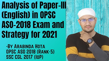 Analysis of Prev. Yr Questions,Syllabus,Question Distribution in OPSC ASO Exam (English)