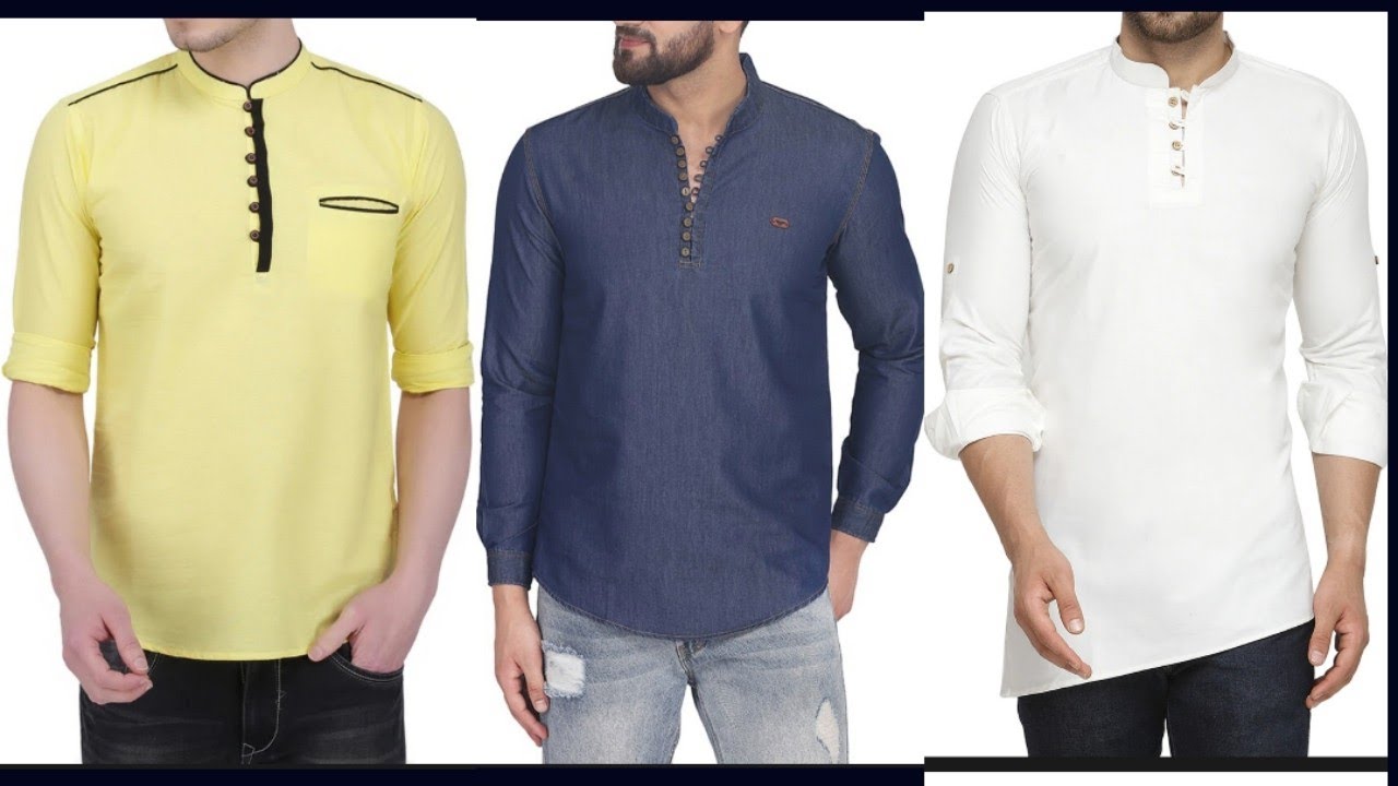 Men's new short kurta design/New trends short kurta for jeans/short