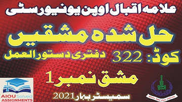 AIOU Solved Assignments | 322 | SECRETARIAL PRACTICE | Assignment No 1 | FA | Spring 2021