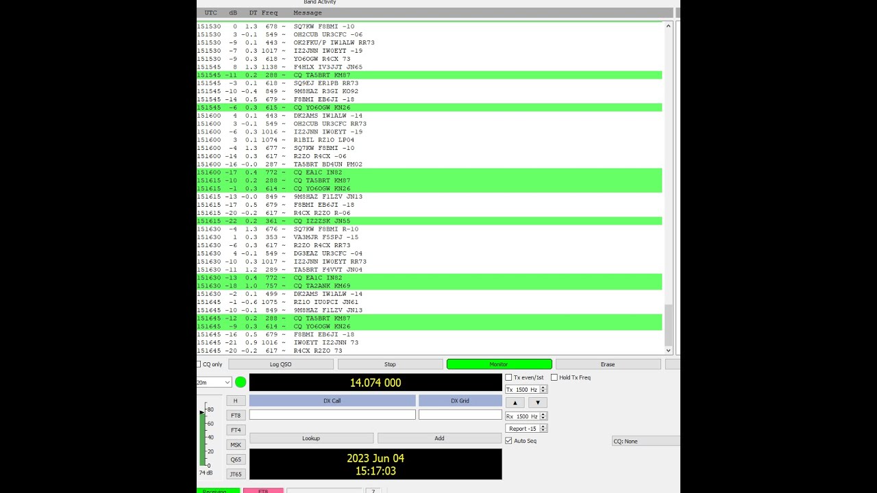 FT8 Decoding Digital Signals on Yaesu FTdx3000  receiving in the Netherlands 4/6/2023