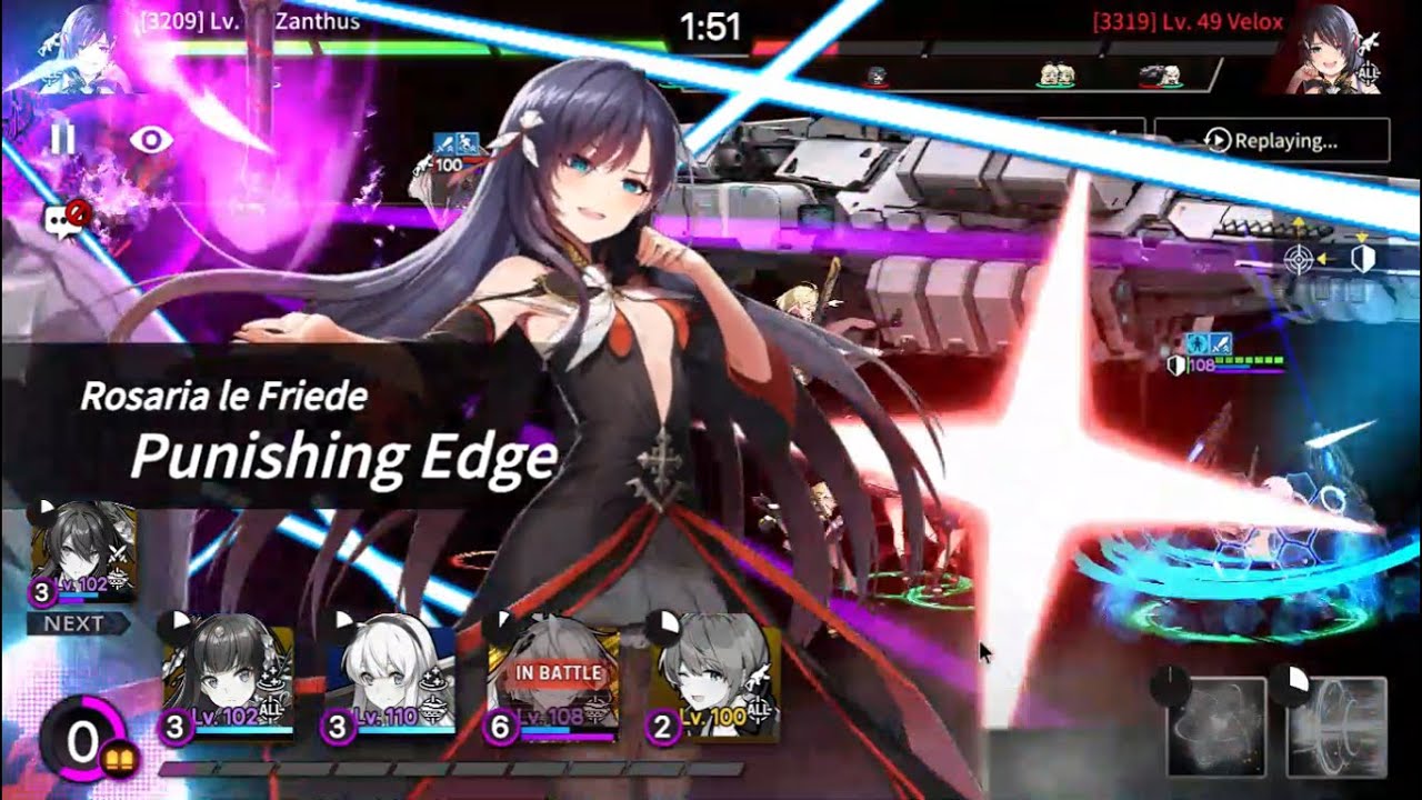 CounterSide: Samples of how not to use Rosaria (platinum 4 rank arena PVP)